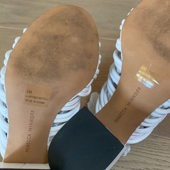 Rebecca Minkoff Calanthe Strappy Block Heel Mules in Bright White Size 8 - Picture 14 of 15